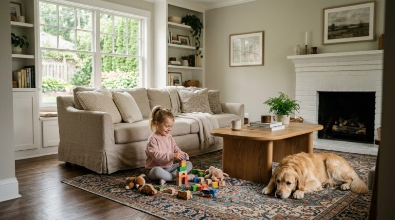 15 Kid- and Pet-Proof Modern Traditional Living Room Updates That Still Look Elegant