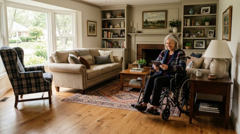 10 Modern Traditional Living Room Updates for Wheelchair Access and Aging-in-Place Comfort